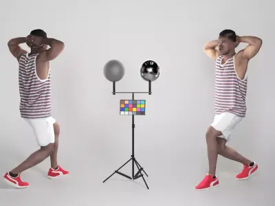 Athletic young man doing exercise 298 Low-poly 3D model