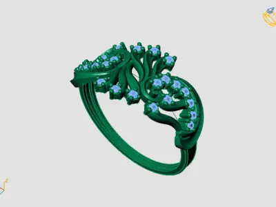Women Ring Diamond Stone STL 3DM Lightweight Printable 3D print model 70