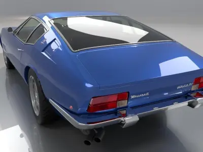 Maserati Ghibli Coupe 1972 High poly and Low Poly 3D model