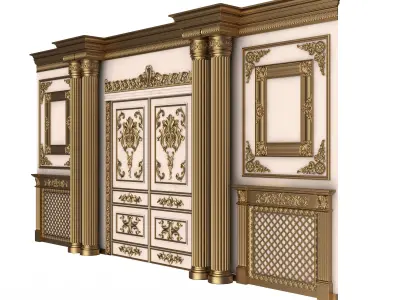 Boiserie Classic Wall with Mouldings 012 White Low-poly 3D model