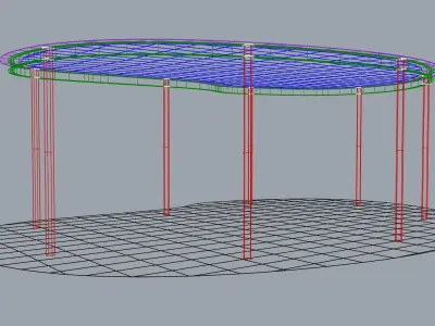 Curved steel-framed building 3D model