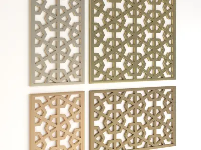 Arabic Islamic pattern decorative gold plaster 3D model