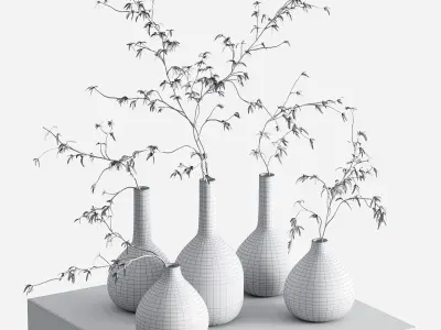 The branches in the vases - 5 models 3D model