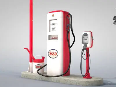 Building - Gas Pump Esso 50S 3D model