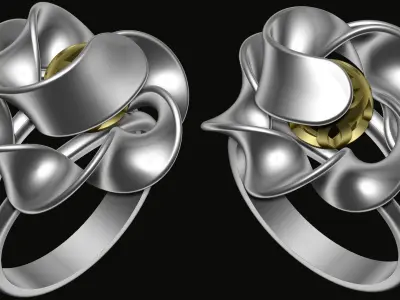 Stylized Flower Ring 3D print model