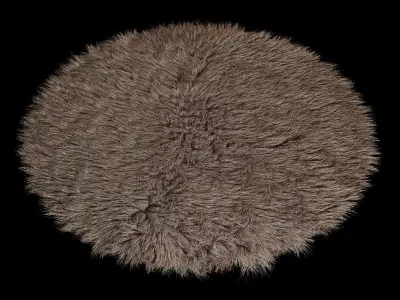 Round rug Flokati 01 3D model