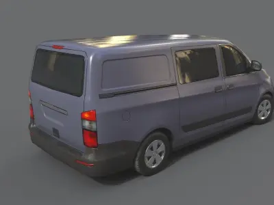 Generic Minivan Grey Low-poly 3D model
