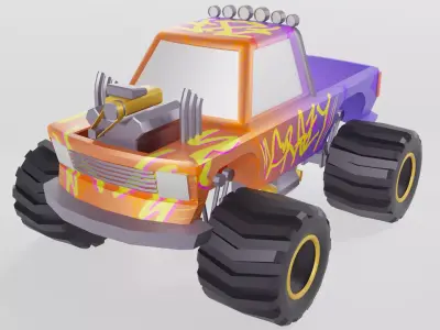 Lowpoly Monster Truck Low-poly 3D model