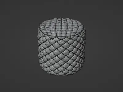 Round tufted ottoman blue fabric 3D model