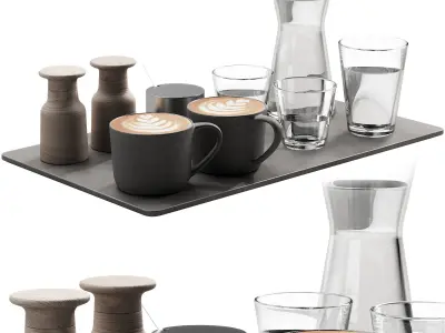 134 eat and drinks decor set 04 coffee and water 04 3D model