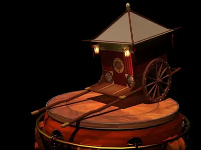 Chinese wedding carriage  Low-poly 3D model