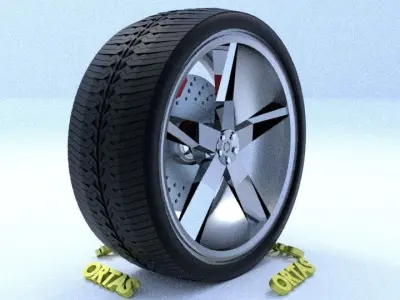 ORTAS CAR RIM 19 AND 20 GAME READY RIM TIRE AND DISC 3D Model Pack