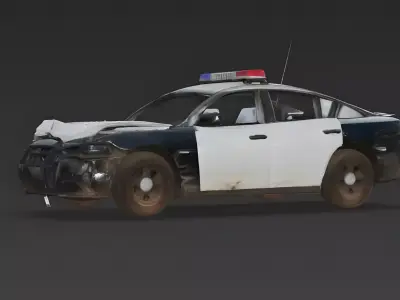 Destroyed Modern Police Interceptor Wreckage 3D Model Low-poly 3D model