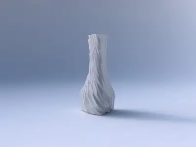 Vase puffy triangle with fine twisted organic cells 3D print model