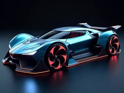 Futuristic Cyberpunk Supercar 3D Model Low-poly 3D model