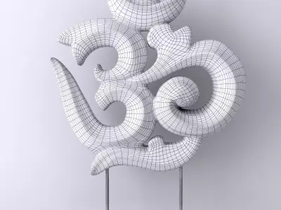 Antique Wooden Yellow and Green Om Symbol 3D model