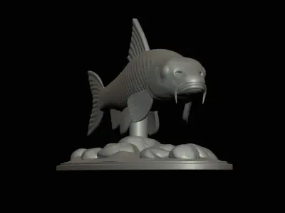 fish gudgeon underwater statue detailed texture 3D print model