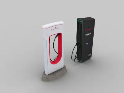 Electric Vehicle Chargers pack 1 Low-poly 3D model