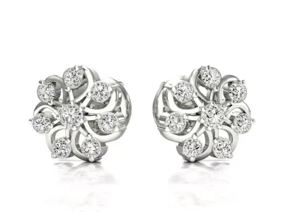 Earrings-3150 rose gold stud earrings with diamonds 3D print model