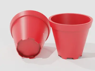 Red Plastic Vase Low-poly 3D model