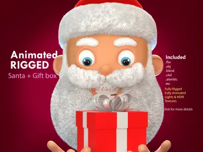 Animated Santa Gift Box Low-poly 3D model