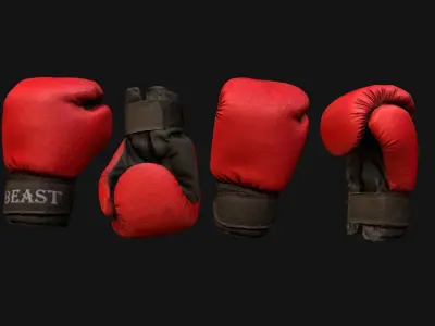 Boxing Gloves Red Low-poly 3D model