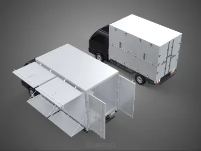 2 CONFIGURATION OPEN CLOSED BOX TRUCK DELIVERY CARGO PICKUP VAN 3D model