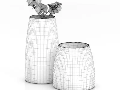 Orchid Flower in Glass Pot 3D model