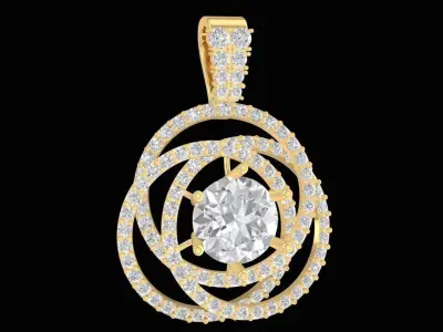 Luxury Spiral Halo Gemstone Pendant for Women 2267 3D print model