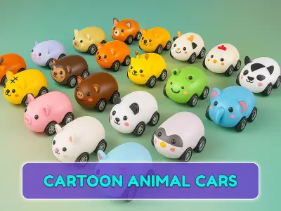 Cartoon Animal Car Cute Pack 01 Low-poly 3D model