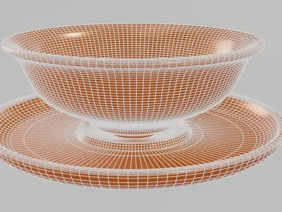 Soup Bowl with bottom plate Free 3D print model