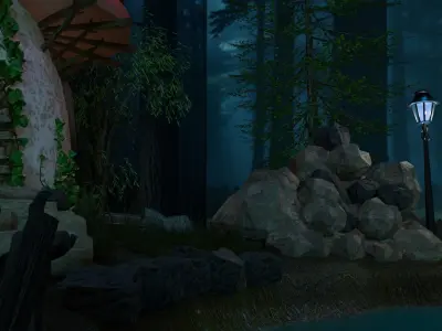 Mushroom House exterior background Free low-poly 3D model