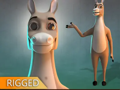 Stylized Male Donkey Rigged Low-poly 3D model