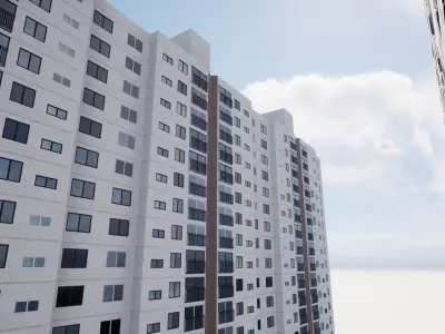 Old Korean apartment Low-poly 3D model