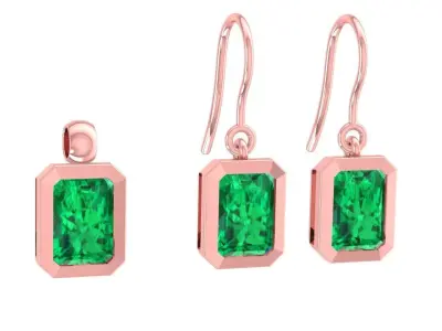 Luxury Emerald Cut Gemstone Dangle Earrings for Women 3041 3D print model