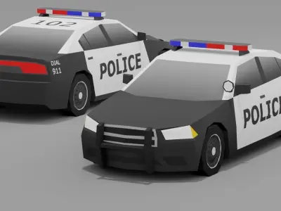 Low Poly Police car pack Low-poly 3D model