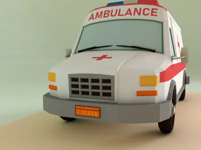 Low Poly Ambulance 3D Model Low-poly 3D model