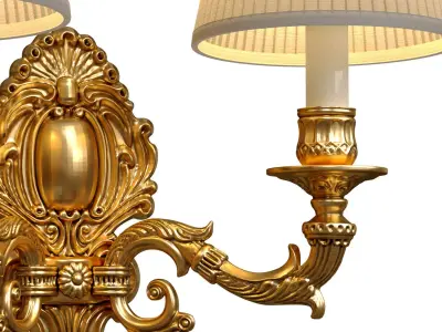Golden Sconce in classic style Wall lamp with two arms  3D model