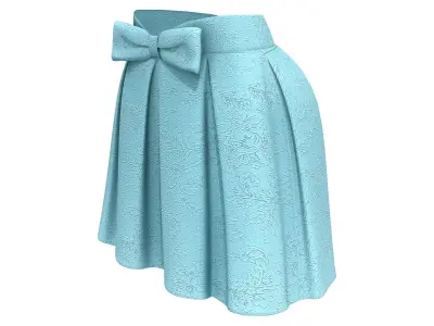 Luxury Jacquard Pleated Mini Skirt With Bow Low-poly 3D model