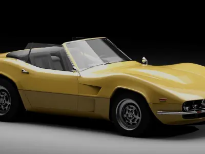 70s muscle-sports roadster Low-poly 3D model