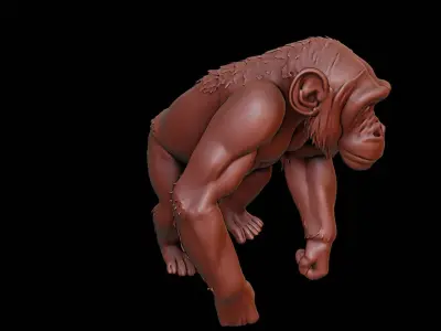 Chimpanzee Animal Sculpture 3D print model buy