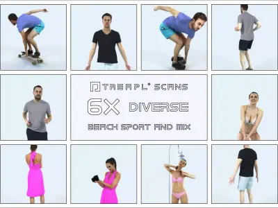 SAG07 6X Sports Beach Running Jogging Man Longboard Woman 005 Low-poly 3D model