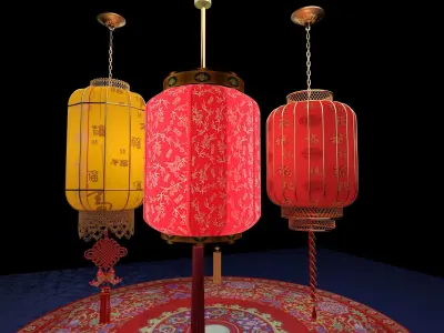 Chinese red  lantern 3D model buy