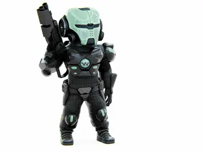 CYBER SOLDIER XC-600 Rigged for Unreal Engine - Unity - MIXAMO 3D model