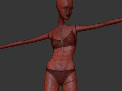 Woman Swimsuit VS V-splice Bralette Red 3D model
