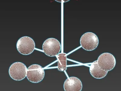 ballslight chandelier with six balls hanging from it 3D model