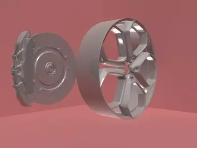 car wheel and brakes 3D model