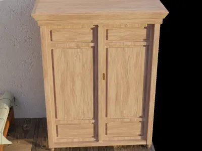 A Bedroom room with bed and table 3D model