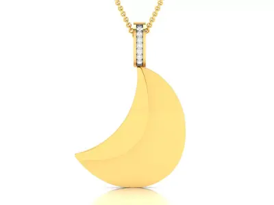 Solitaire Women Moon Pendant 3DM STL OBJ FBX Render Details 3D print model