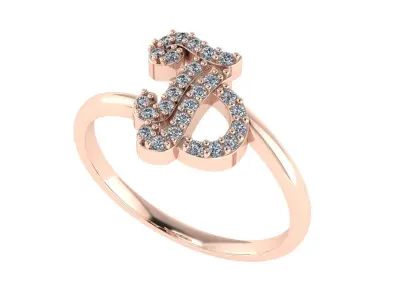 Diamond ring design 3d render - the letter TD 3D print model